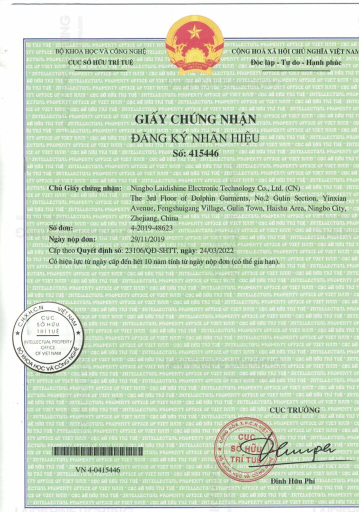 LAIDISHINE Trademark Registration Certificate-Vietnam