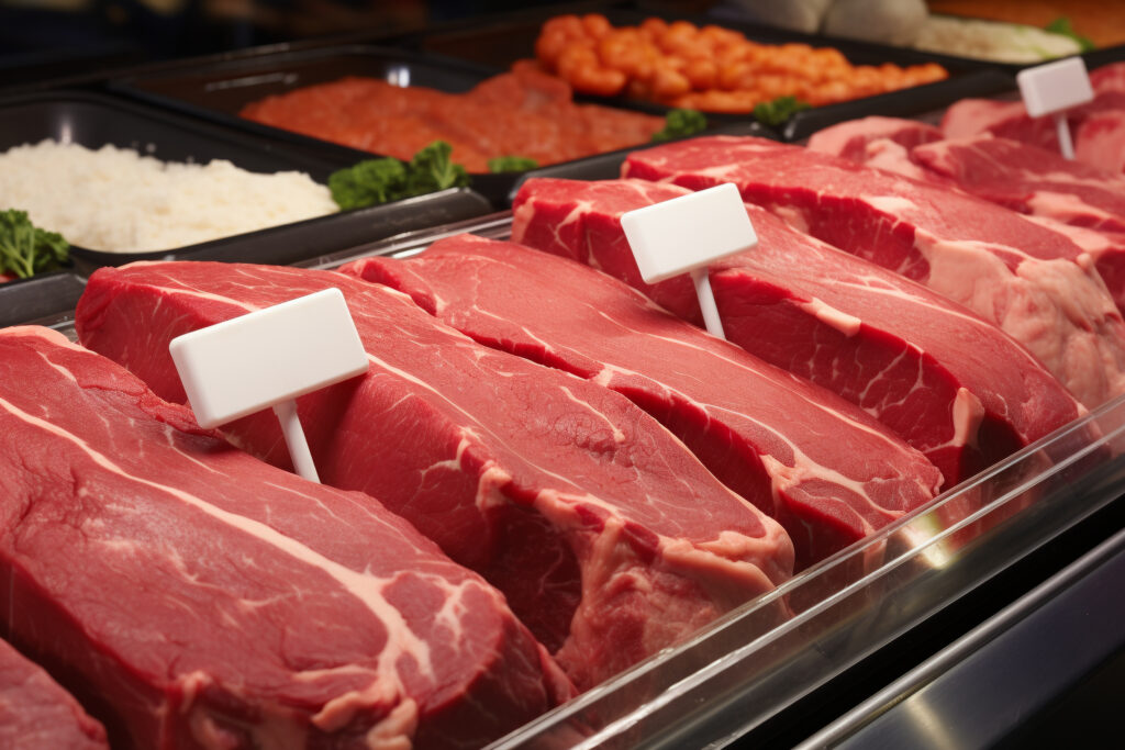 Illuminazione vetrina esposizione carne