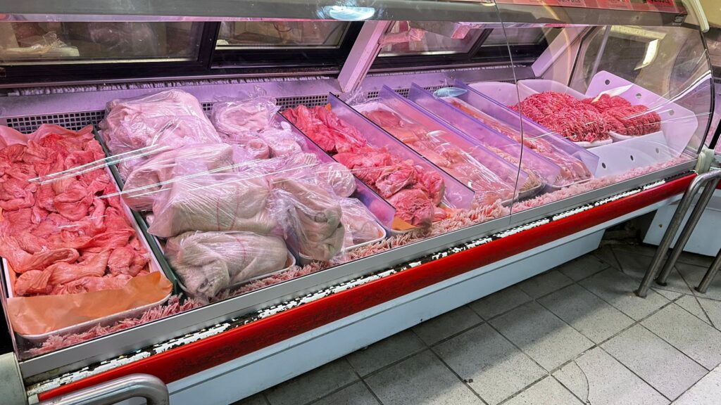 Meat Light In Supermarket