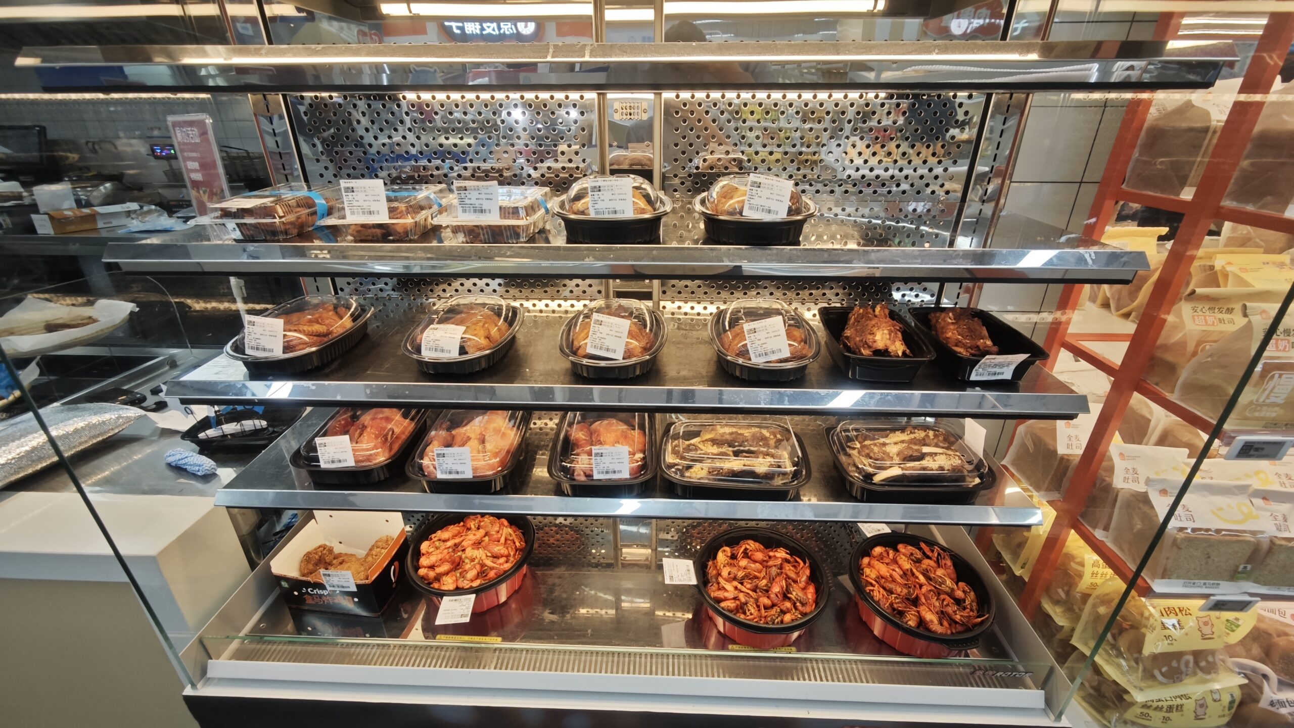 Trưng bày trưng bày thương mại cho đồ ăn Deli